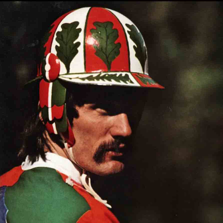 Silvano Vigni detto Bastiano durante il Palio del 7 settembre 1980