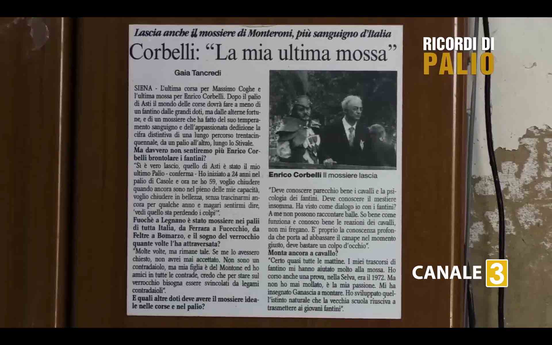 Enrico Corbelli mossiere per 35 anni