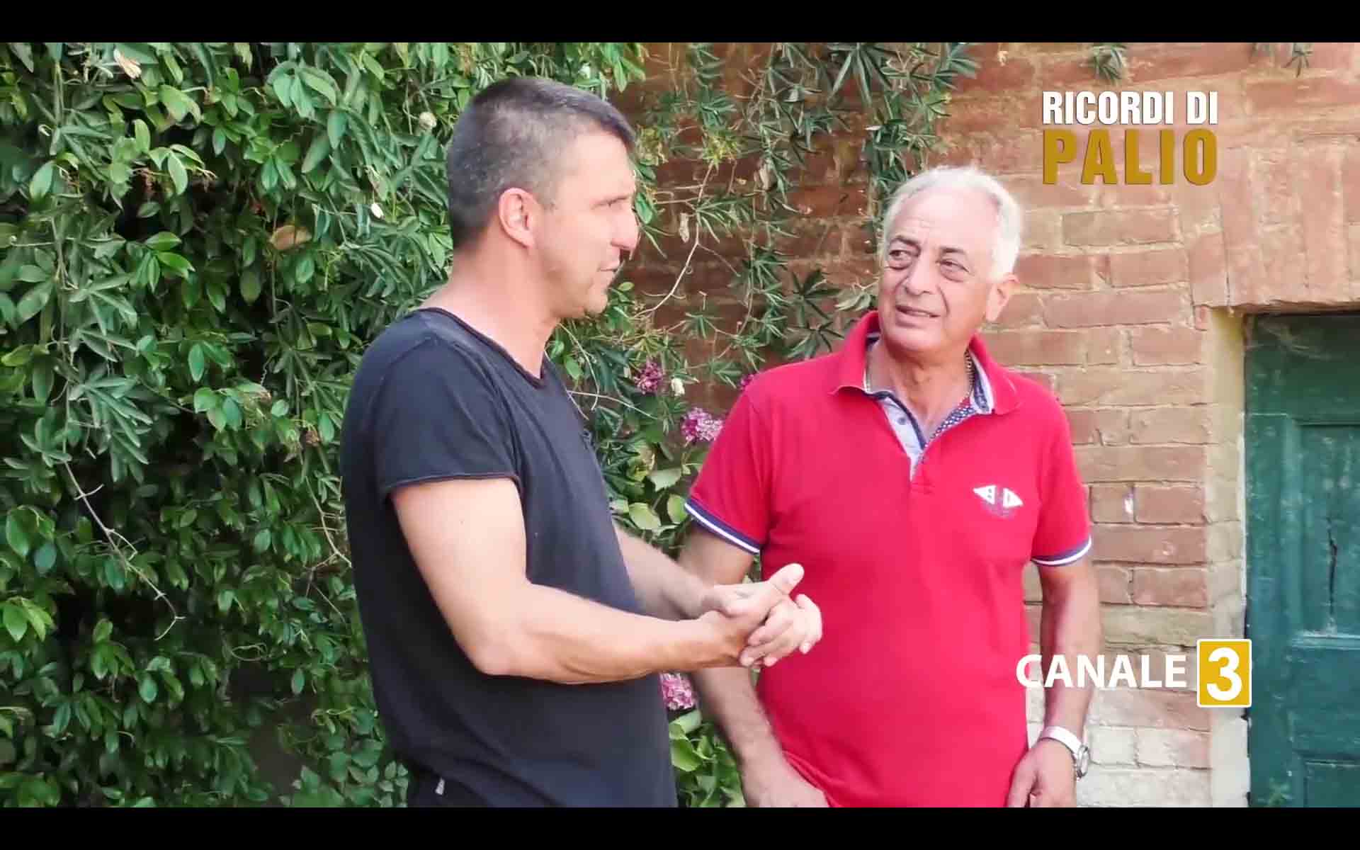Michele Fiorni ed Enrico Corbelli durante le riprese di Ricordi di Palio