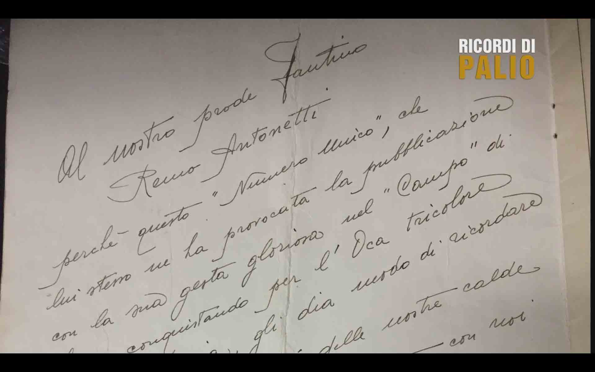 Dedica della Nobile Contrada dell'Oca a Remo Antonetti detto Rompighiaccio dopo la Vittoria del Palio del 16 agosto 1952