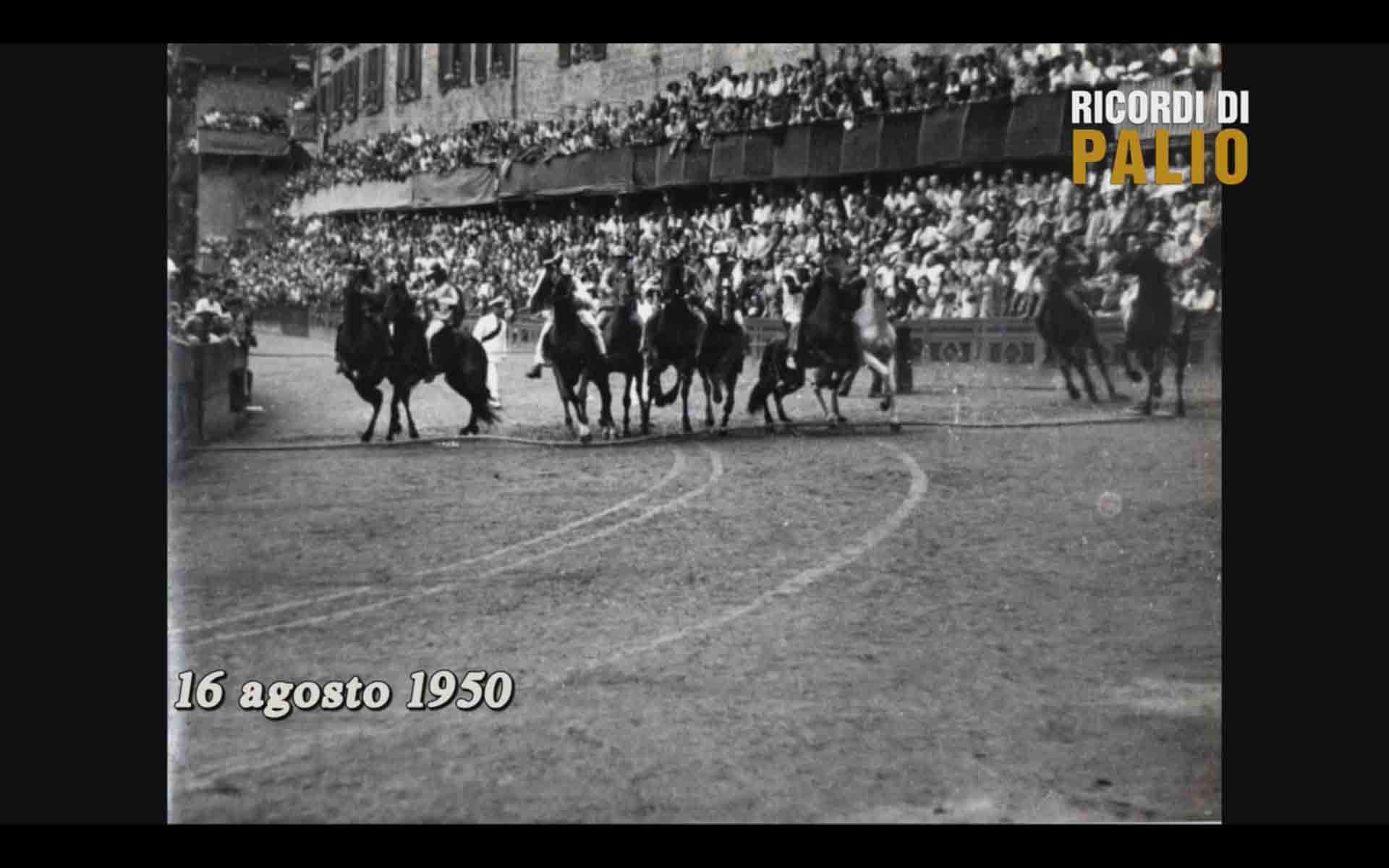 La Mossa del Palio di Siena del 16 agosto 1950, vinto dalla Contrada del Leocorno con Rompighiaccio e Niduzza